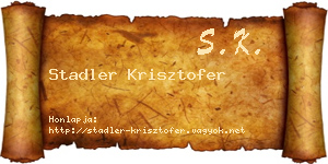 Stadler Krisztofer névjegykártya